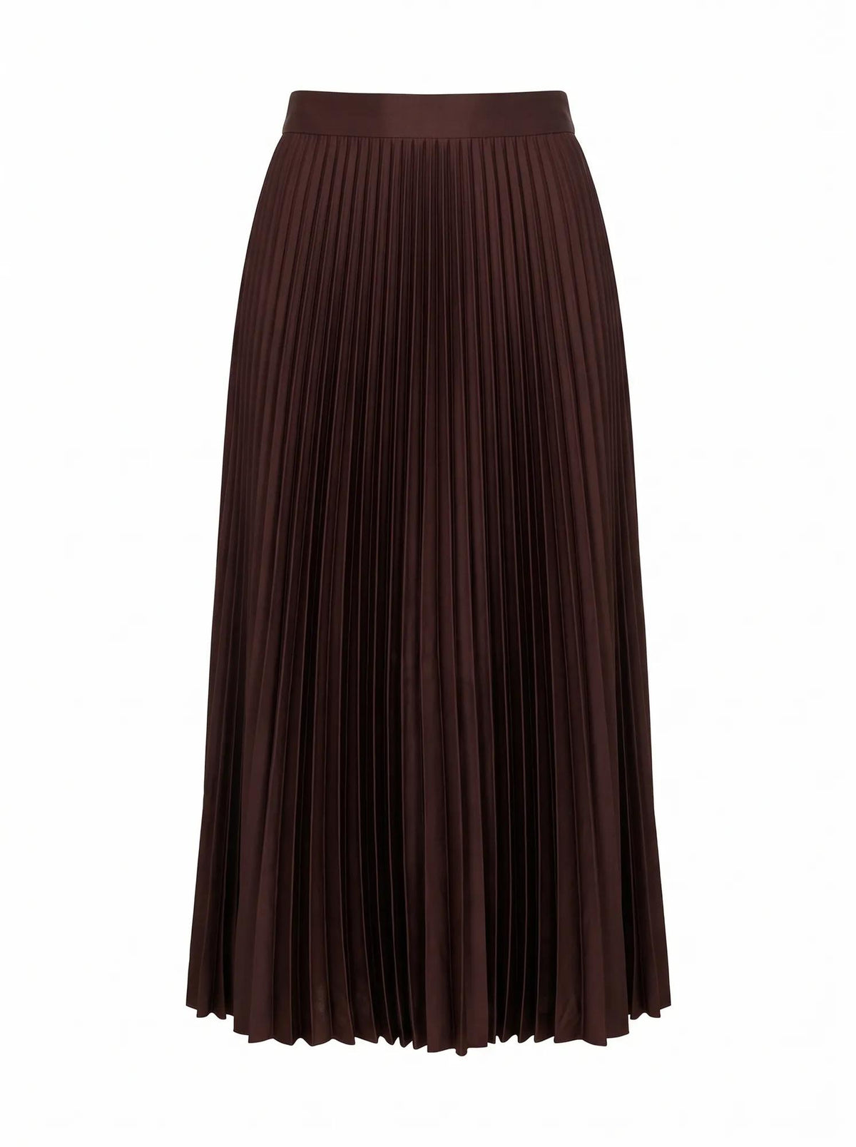 Ester Satin Pleated Skirt Chocolate_mannequin