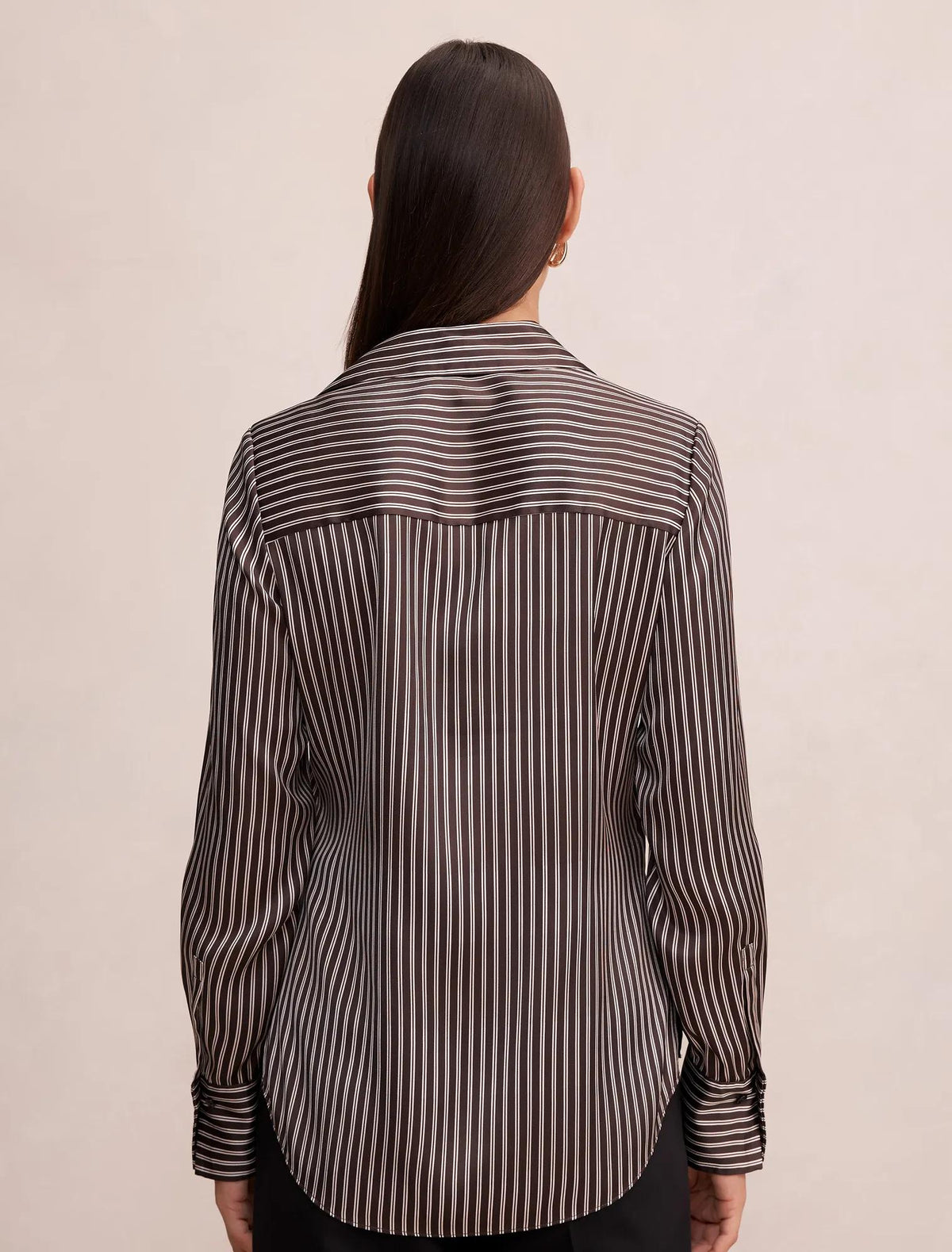 Harvey Notched Neck Satin Shirt Baxter Stripe