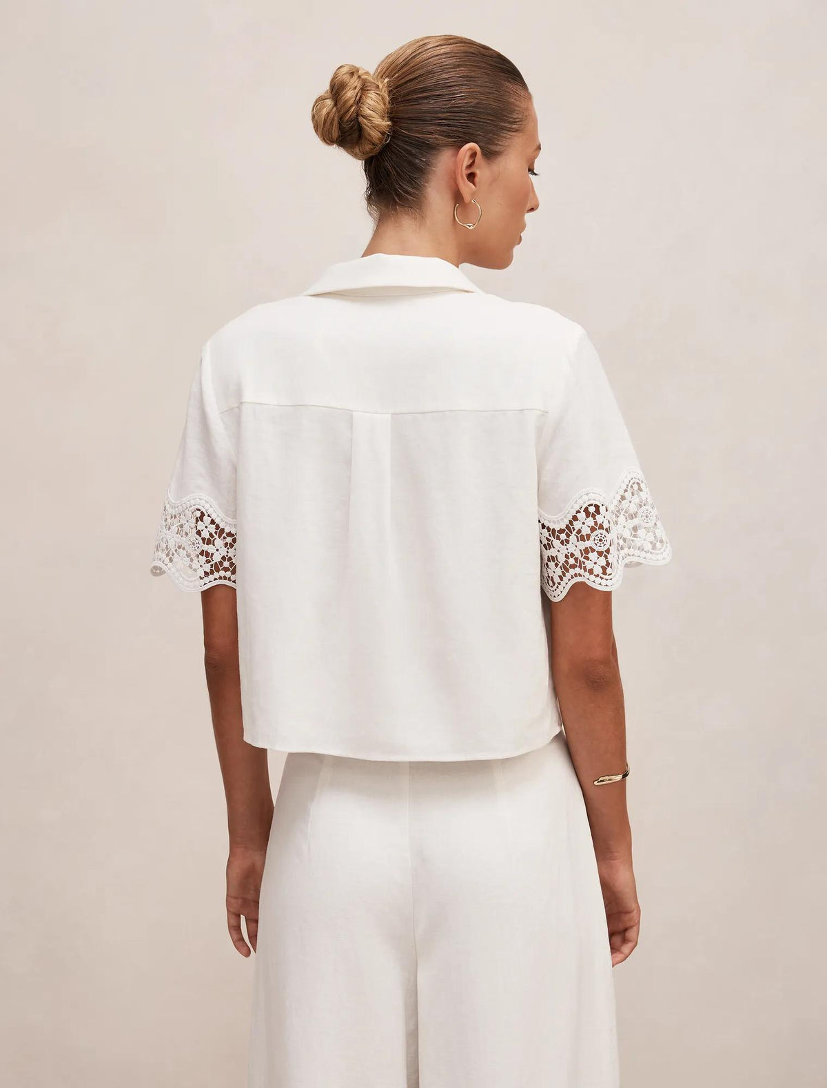 Skye Lace Trim Shirt Porcelain Co-Ord
