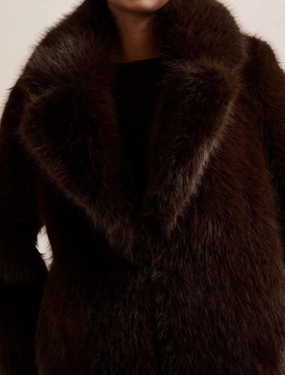 Hunter Petite Maxi Faux Fur Coat Dark Chocolate