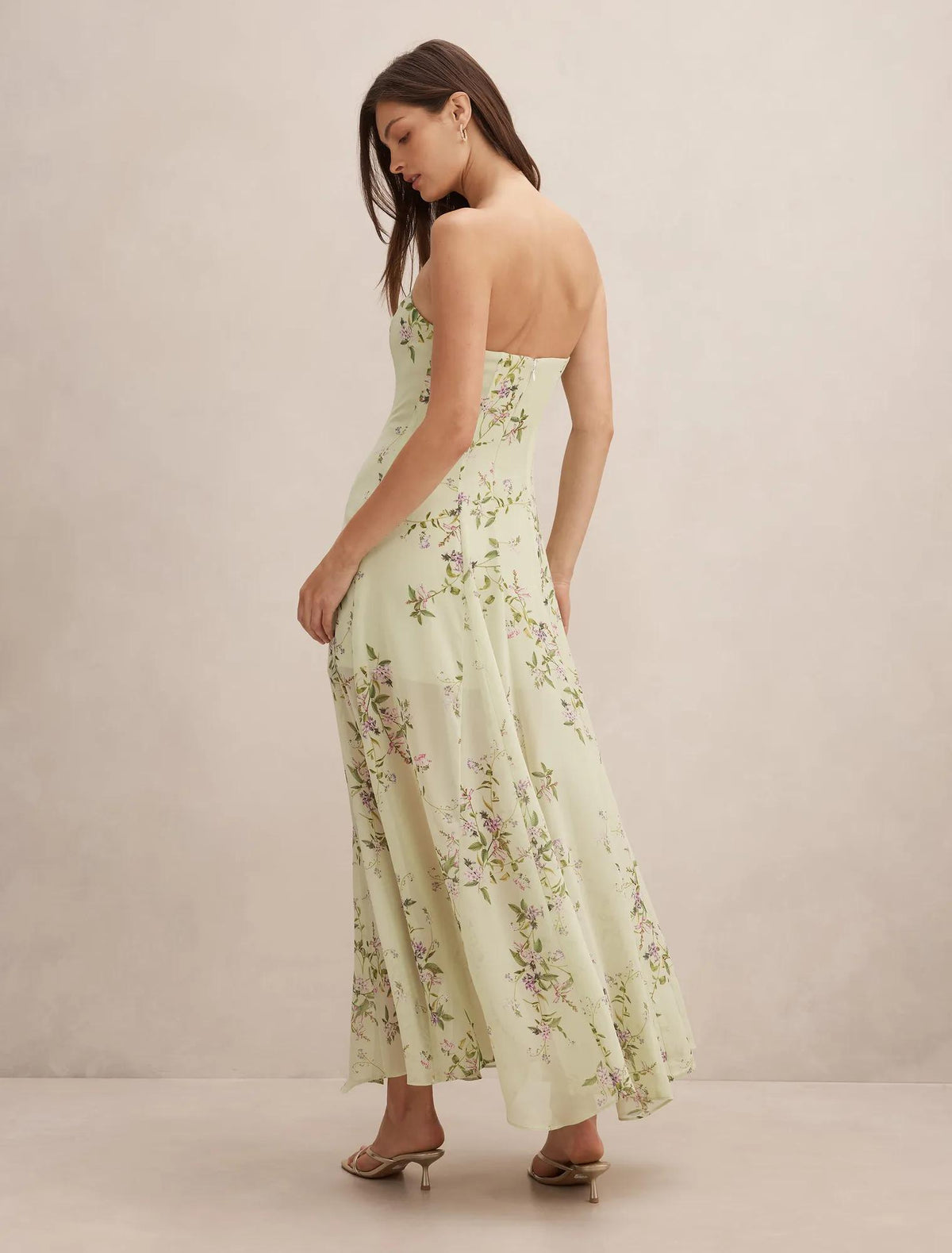 Kimora Strapless Midi Dress Sage Glade Floral