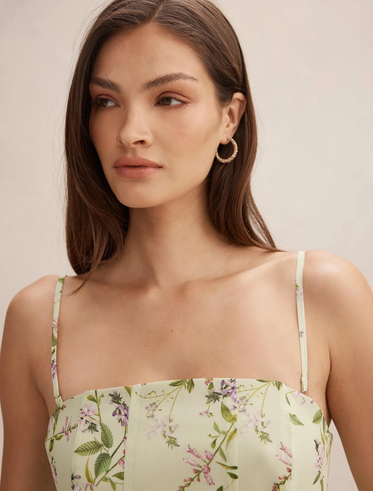 Kimora Strapless Midi Dress Sage Glade Floral