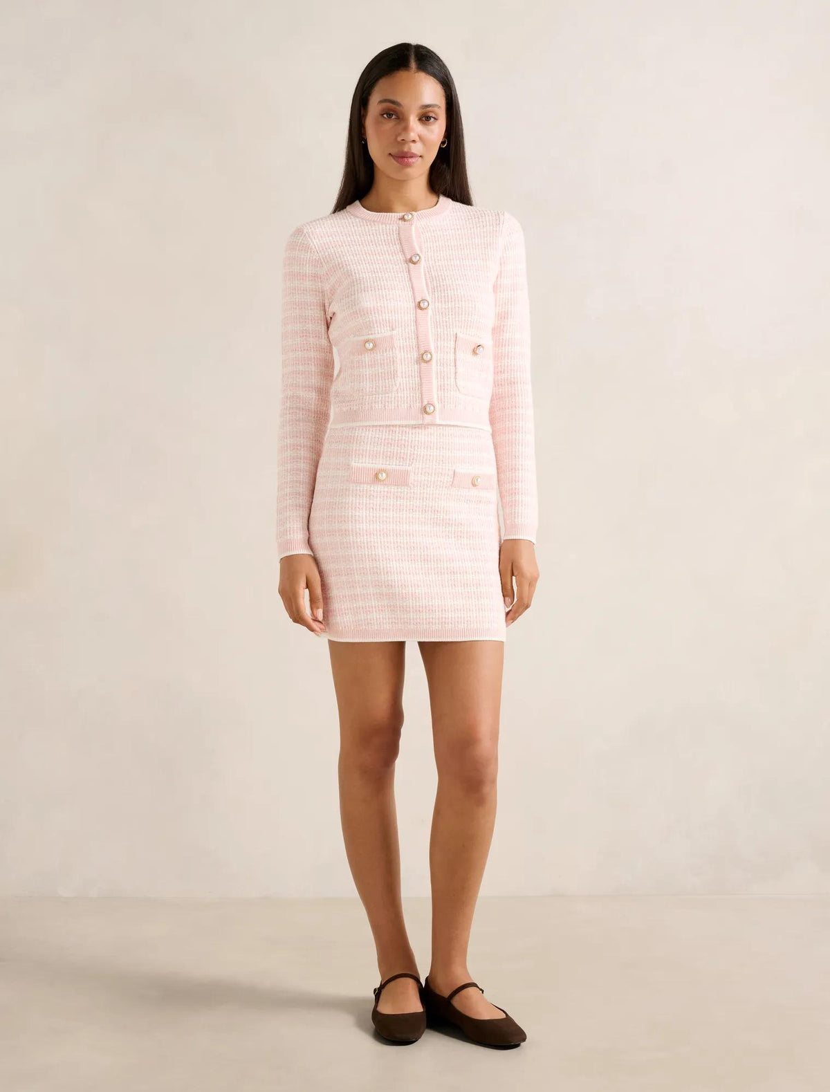Louise Bouclé Knit Skirt Soft Pink