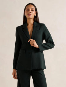 Clarette Nipped Waist Blazer Emerald Green Suit