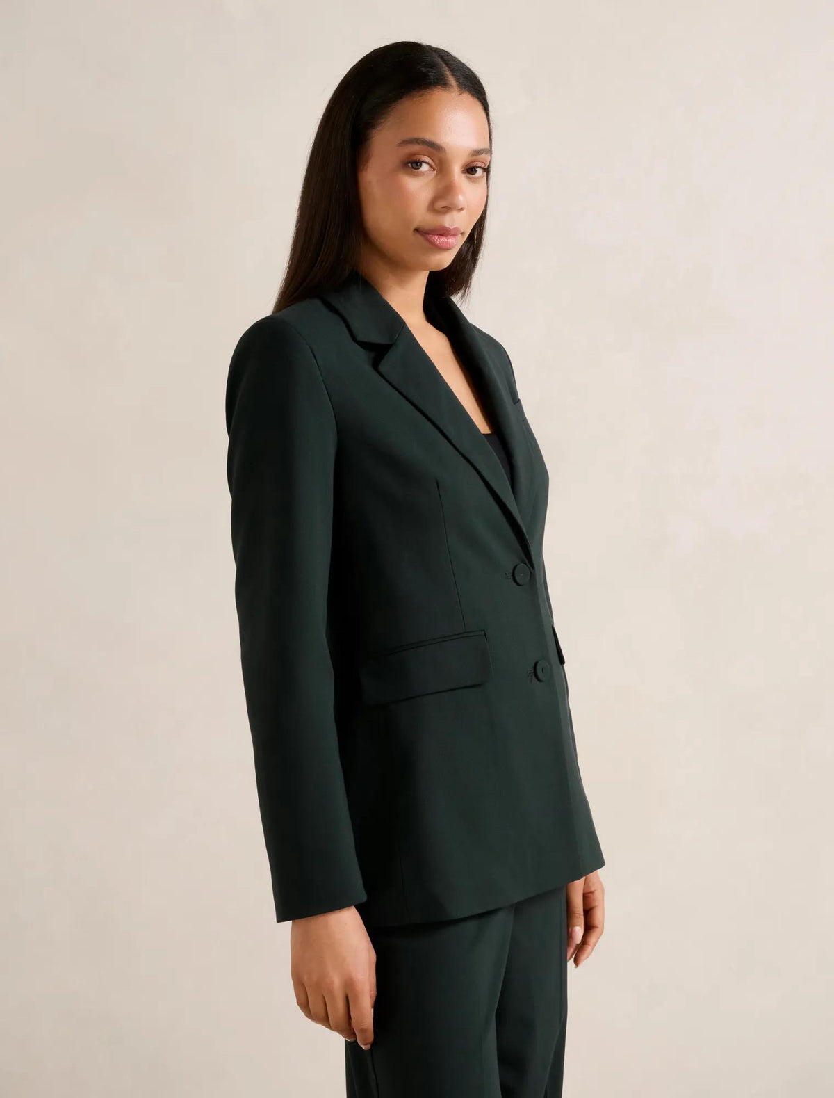 Clarette Nipped Waist Blazer Emerald Green Suit