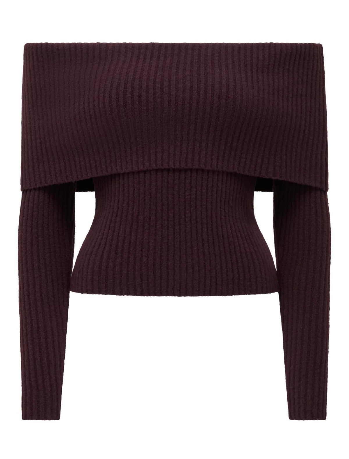 Ashley Ribbed Knit Bardot Top Deep Plum_mannequin