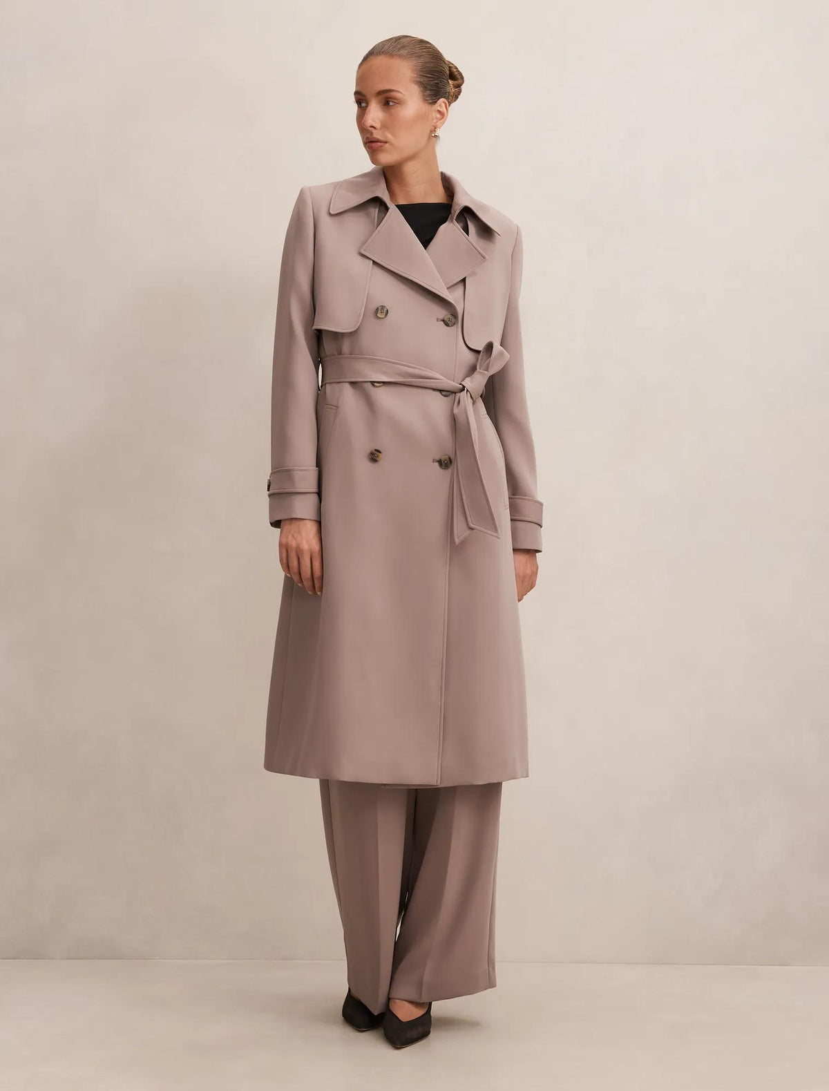 Delilah Soft Trench Coat Soft Mocha Set