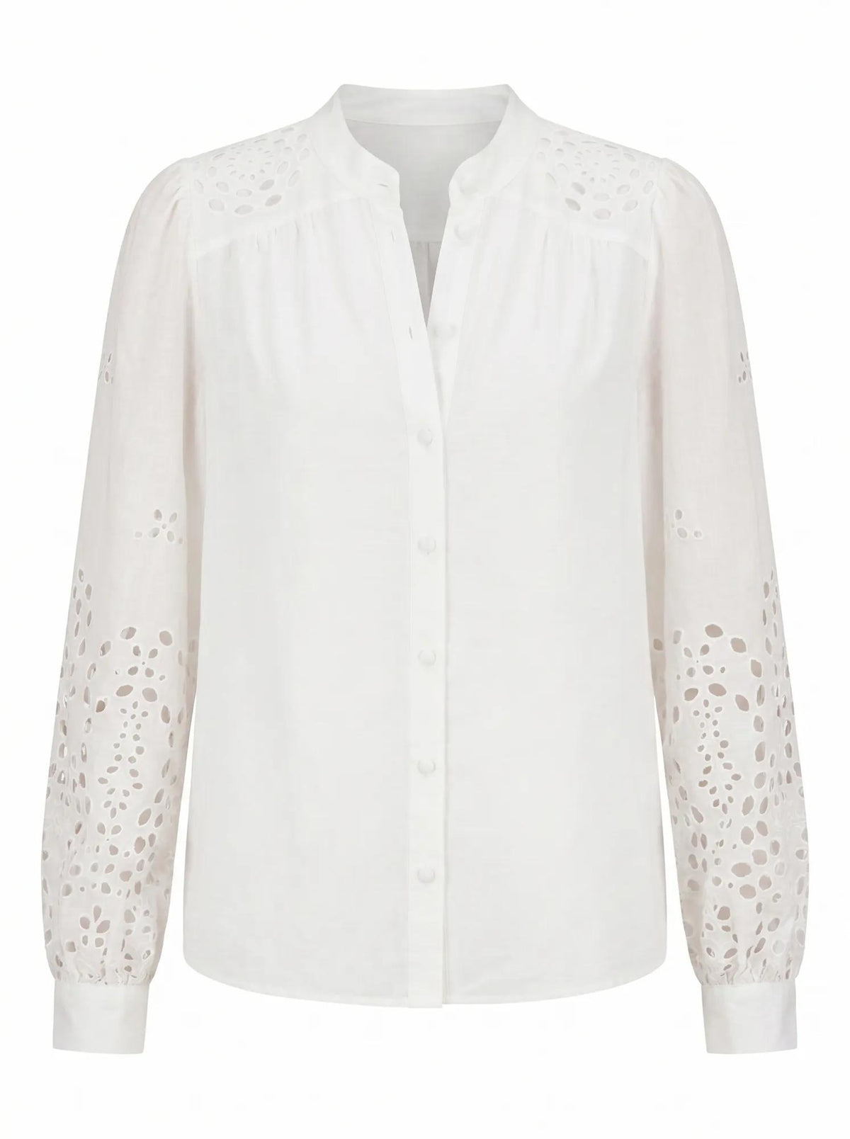 Sutton Embroidered Detail Blouse Porcelain_mannequin