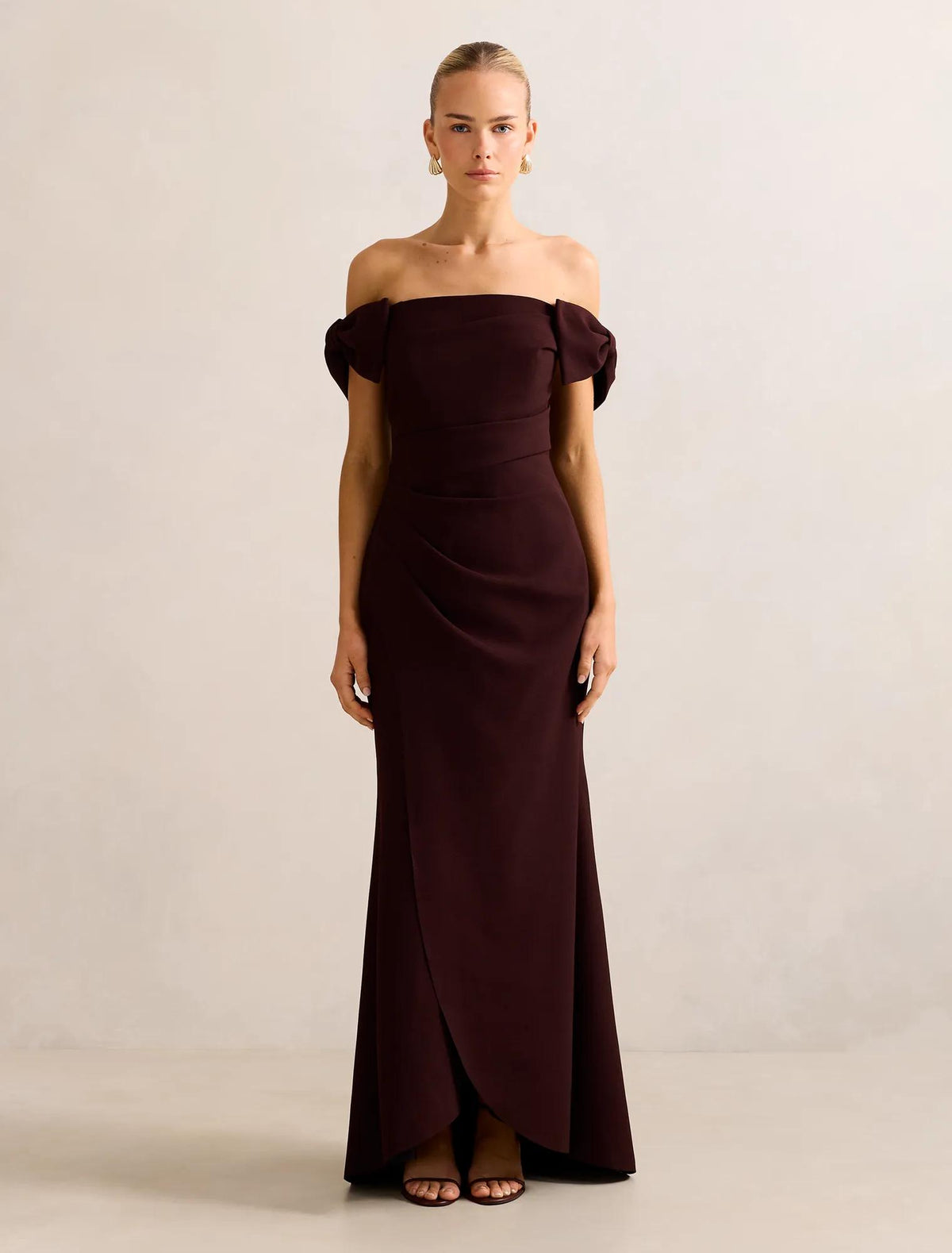 Kalee Bow Wrap Skirt Dress Deep Plum