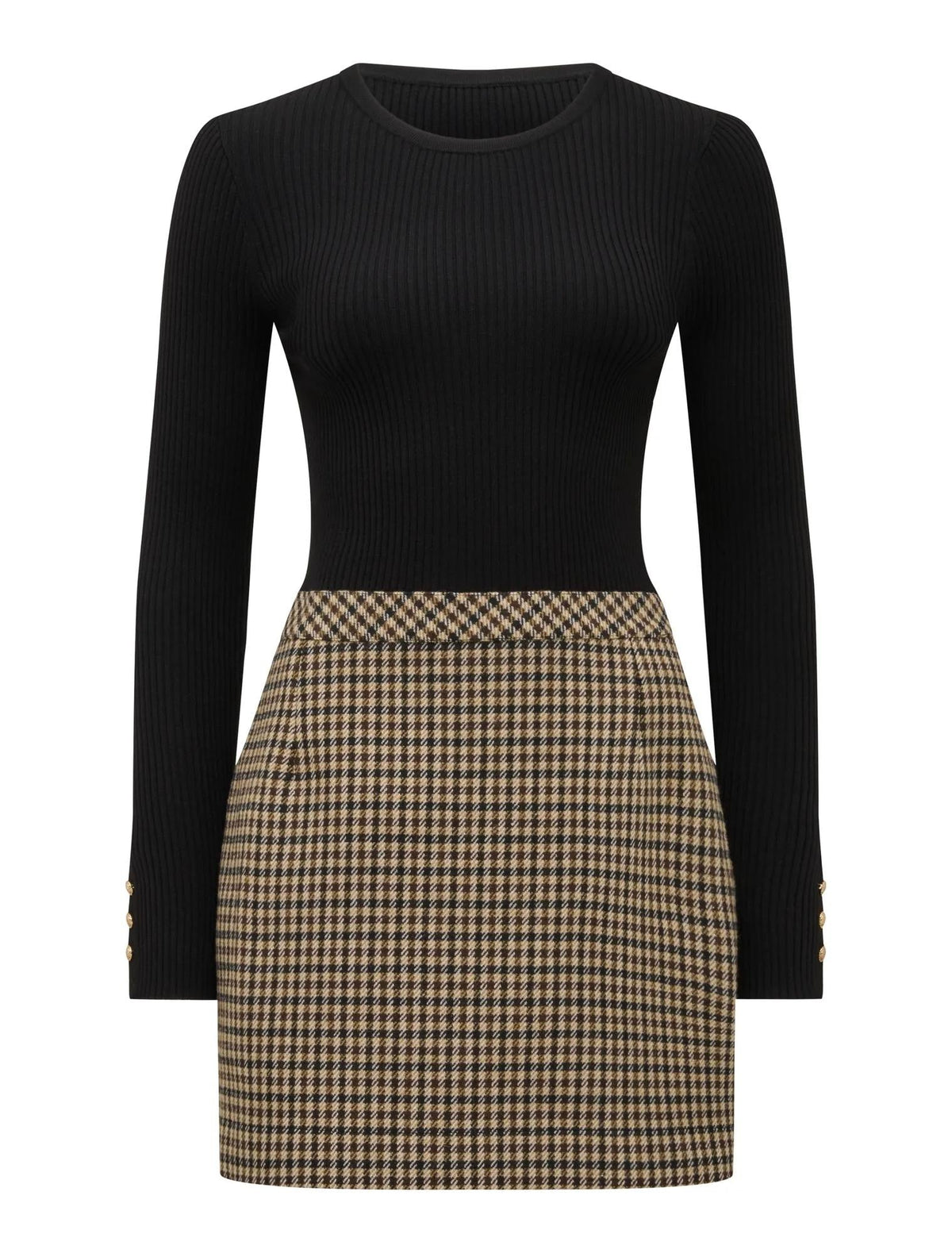 Aisha 2 in 1 Knit Mini Dress Black