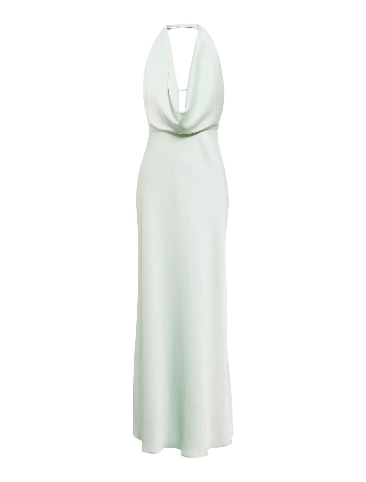 Becca Cowl Halter Satin Gown Dusty Aqua_mannequin