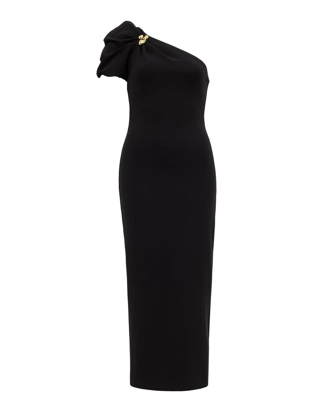 Linda One Shoulder Midi Dress Black_mannequin