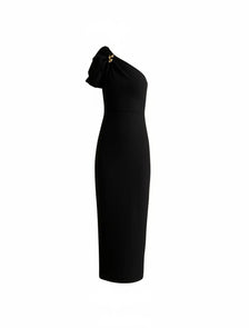 Linda One Shoulder Midi Dress Black_mannequin