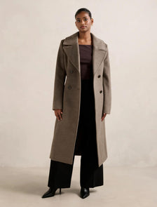 Blake Petite Double Breasted Coat Chocolate Marle