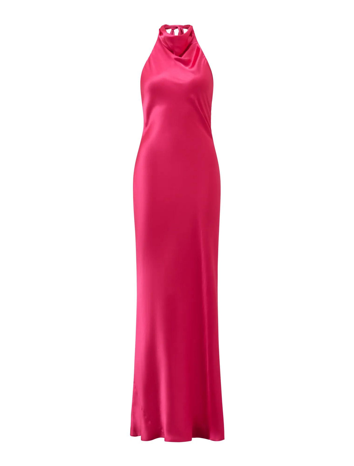 Clementine High Neck Satin Maxi Hot Pink_mannequin