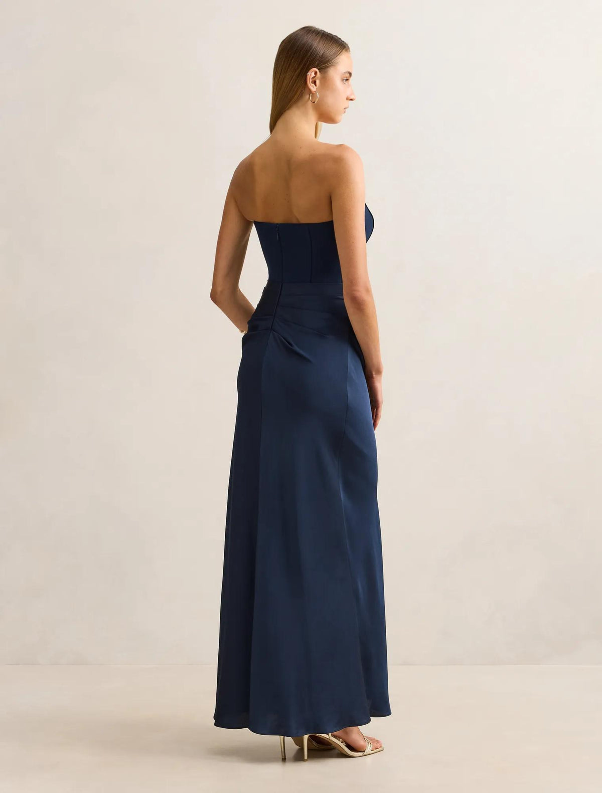 Isra Drape Strapless Maxi Dress Navy