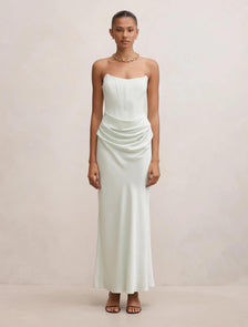 Isra Drape Strapless Maxi Spearmint