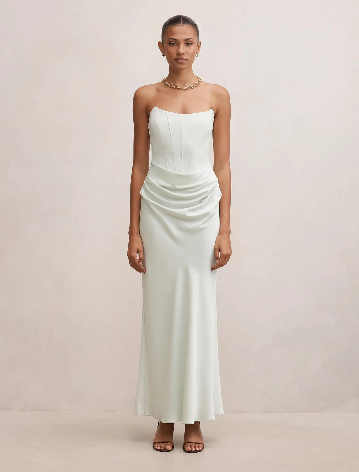 Isra Drape Strapless Maxi Spearmint