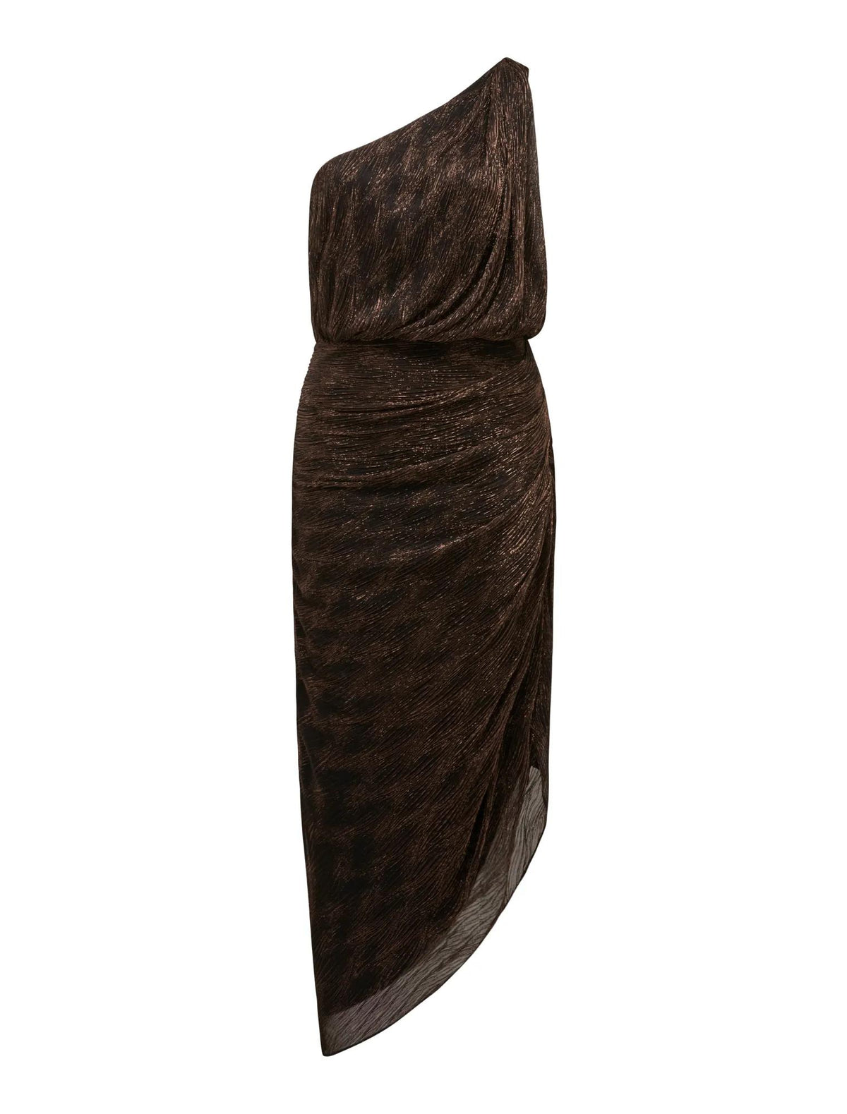 Cassidy One Shoulder Plisse Midi Dress Bronze_mannequin