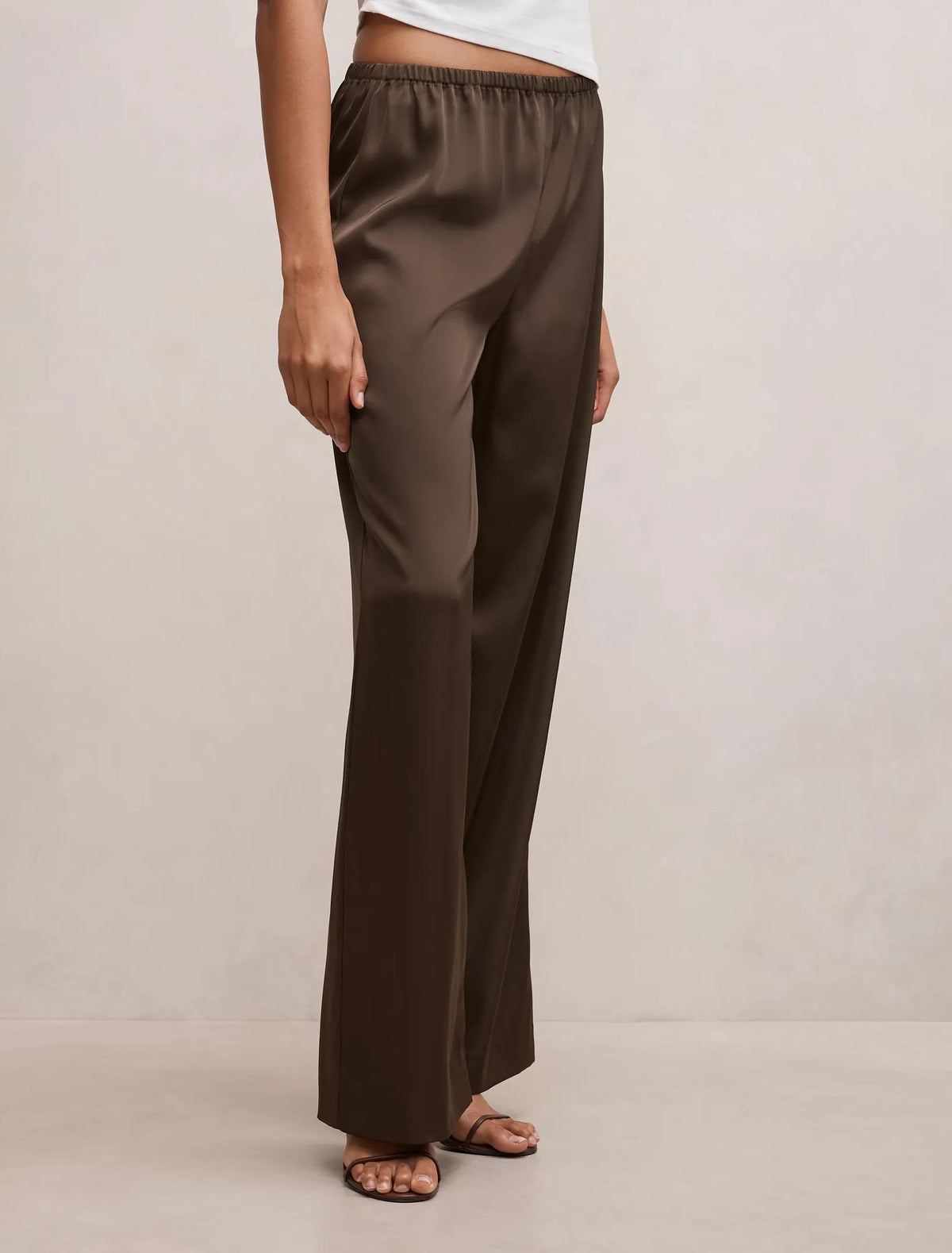 Sara Satin Wide Leg Pant Olive
