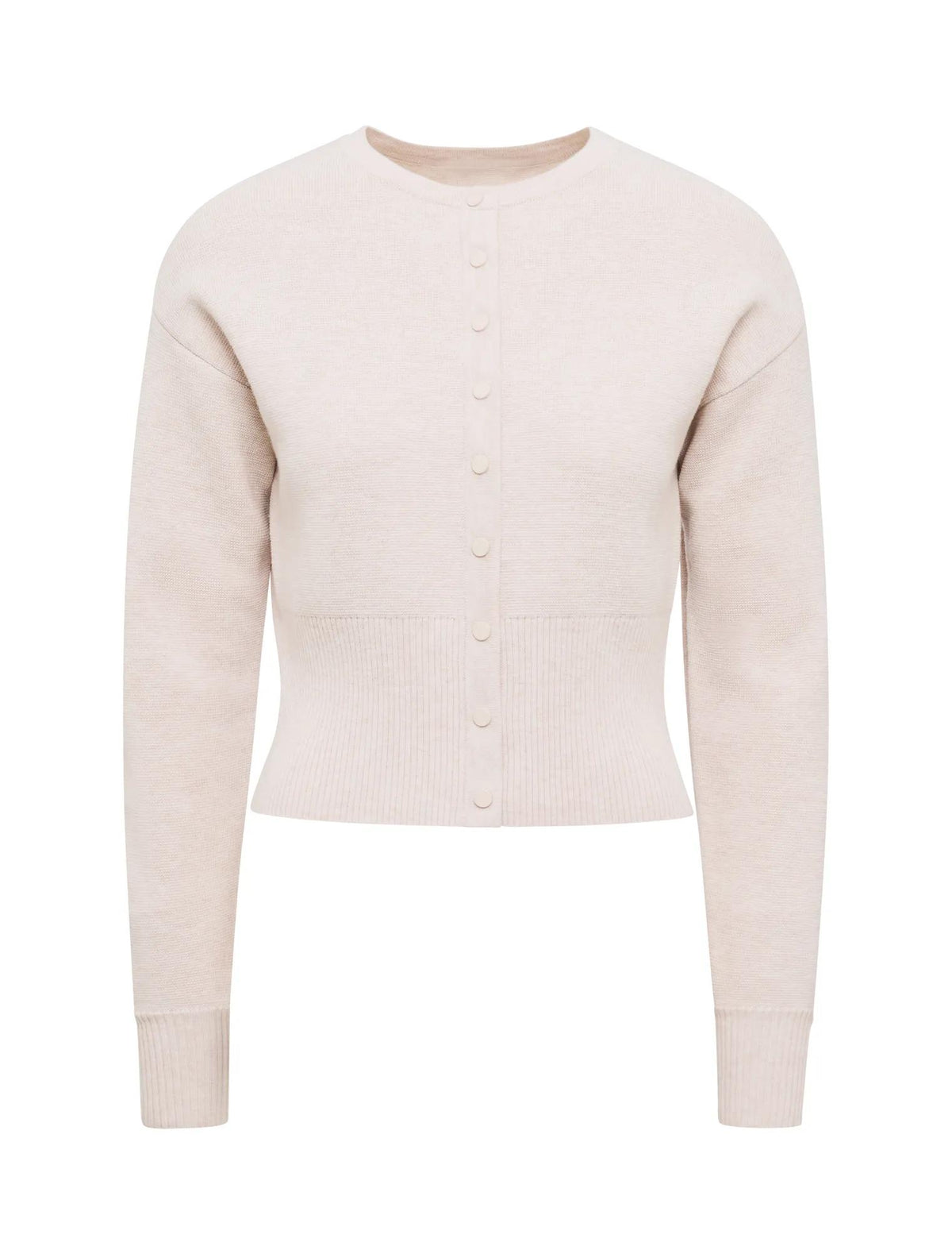 Lara Sculpted Cardigan Marled Oat_mannequin