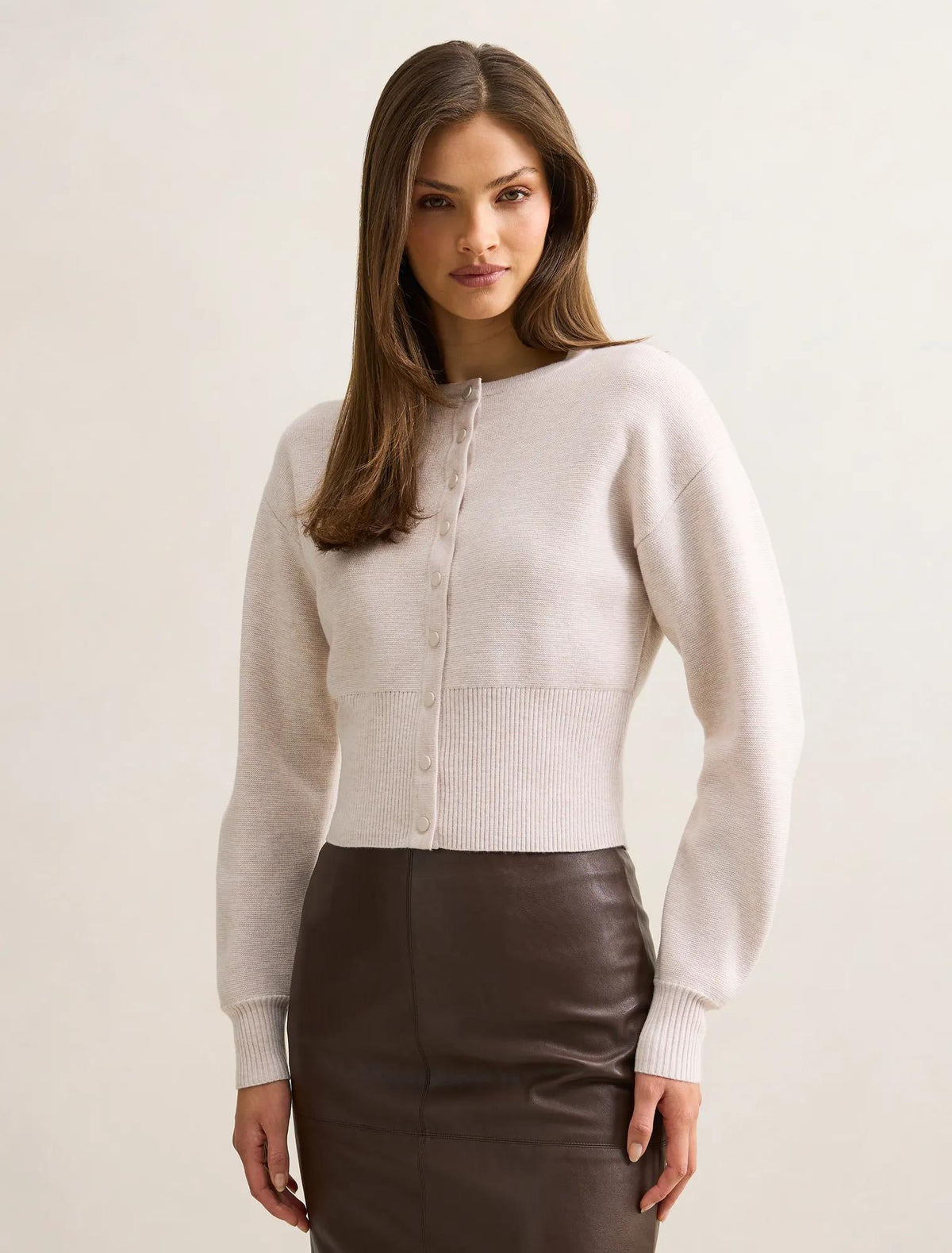 Lara Sculpted Cardigan Marled Oat