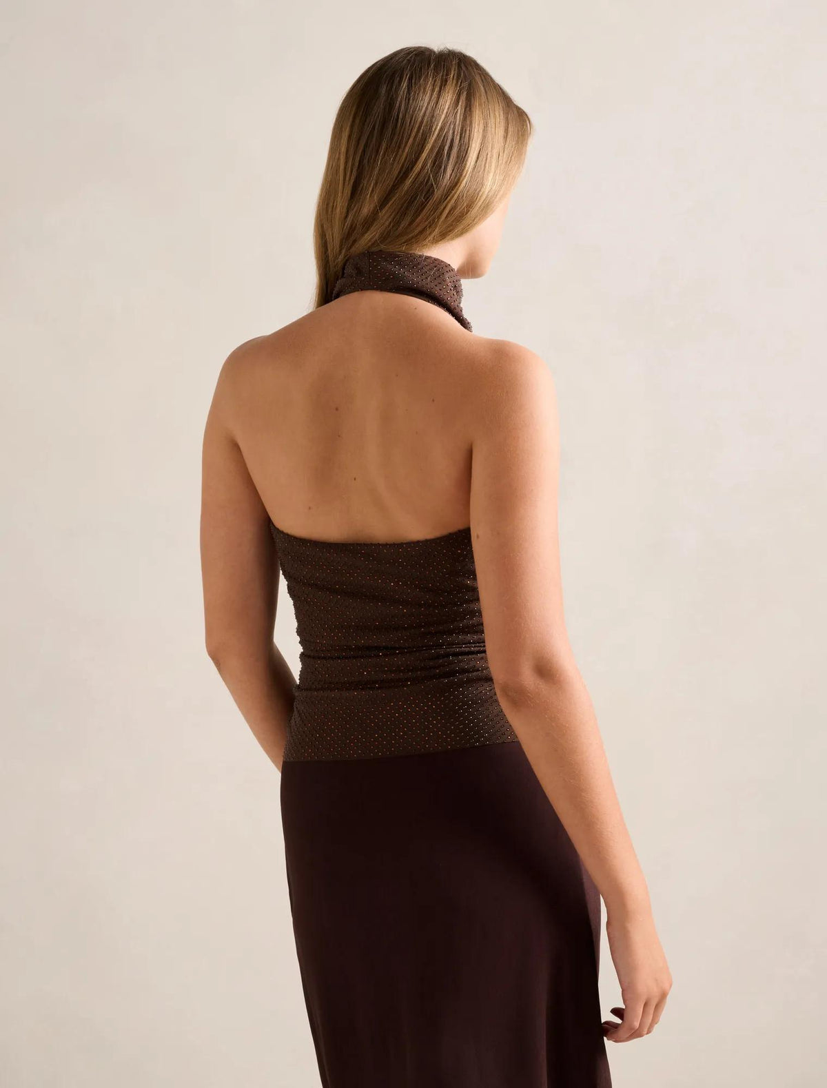 Lucy Heatseal Halter Top Chocolate