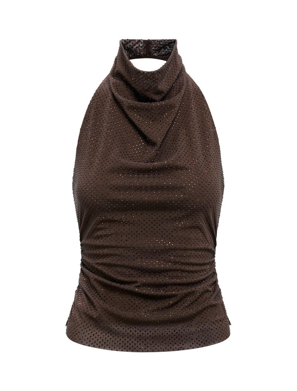 Lucy Heatseal Halter Top Chocolate_mannequin