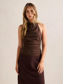 Lucy Heatseal Halter Top Chocolate