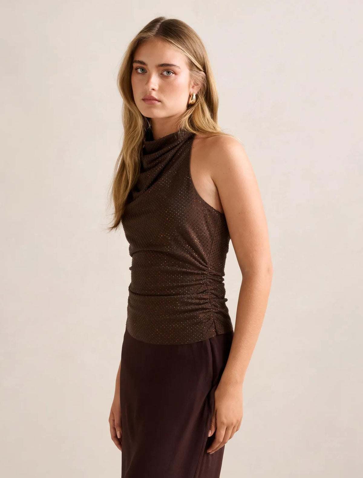 Lucy Heatseal Halter Top Chocolate