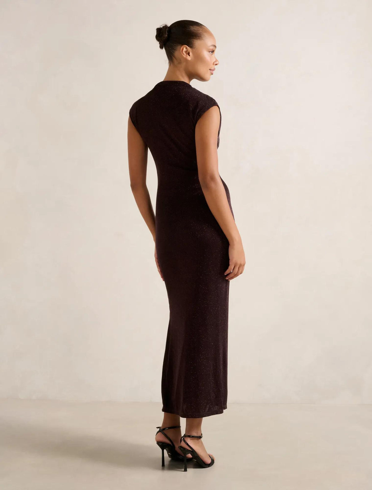Sammy Glitter Bodycon Midi Dress Dark Chocolate