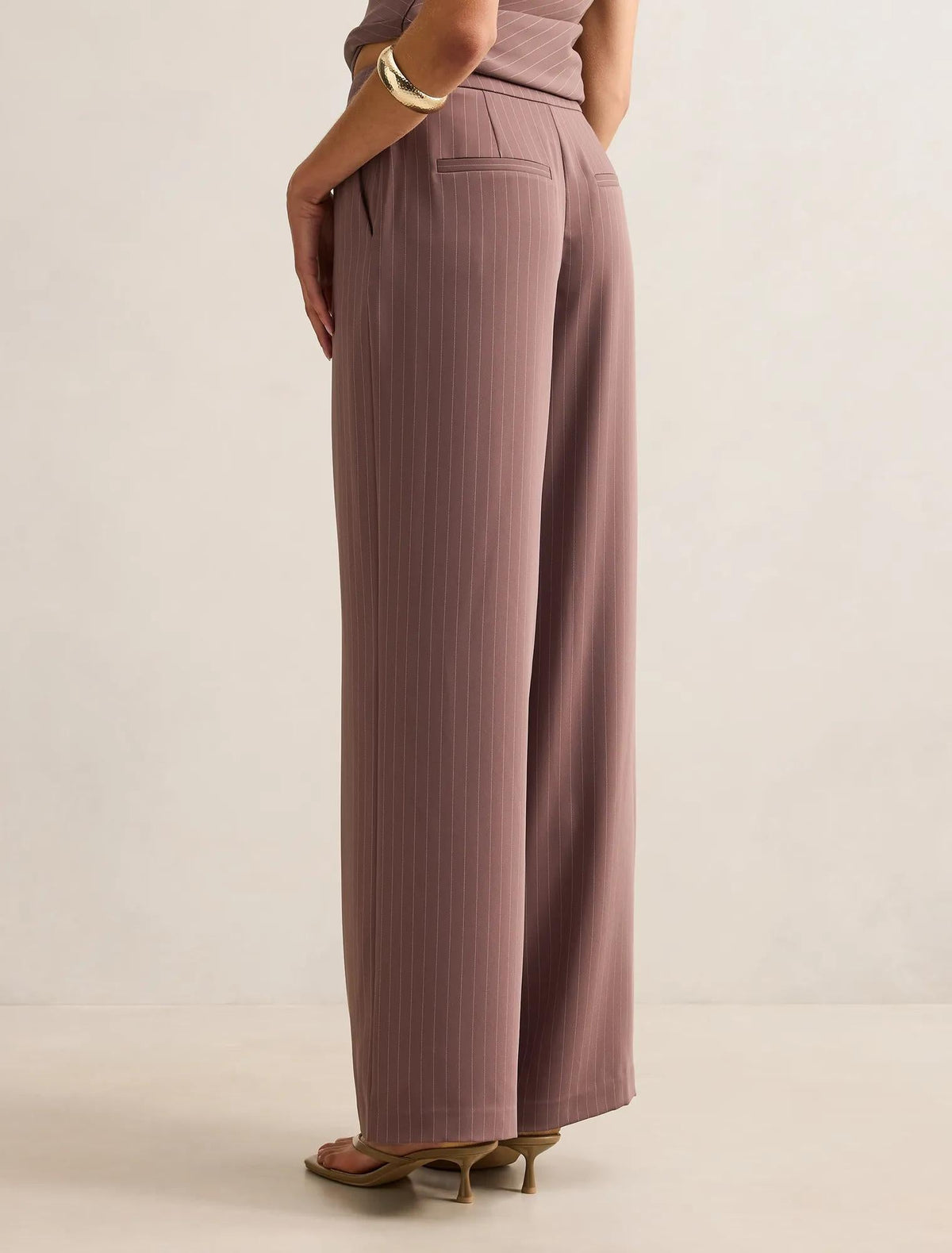 Willow Wide Leg Pants Mocha Pinstripe Set