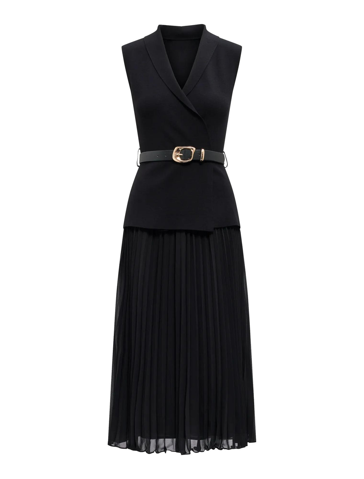 Bianca Woven Mix Knit Dress Black_mannequin