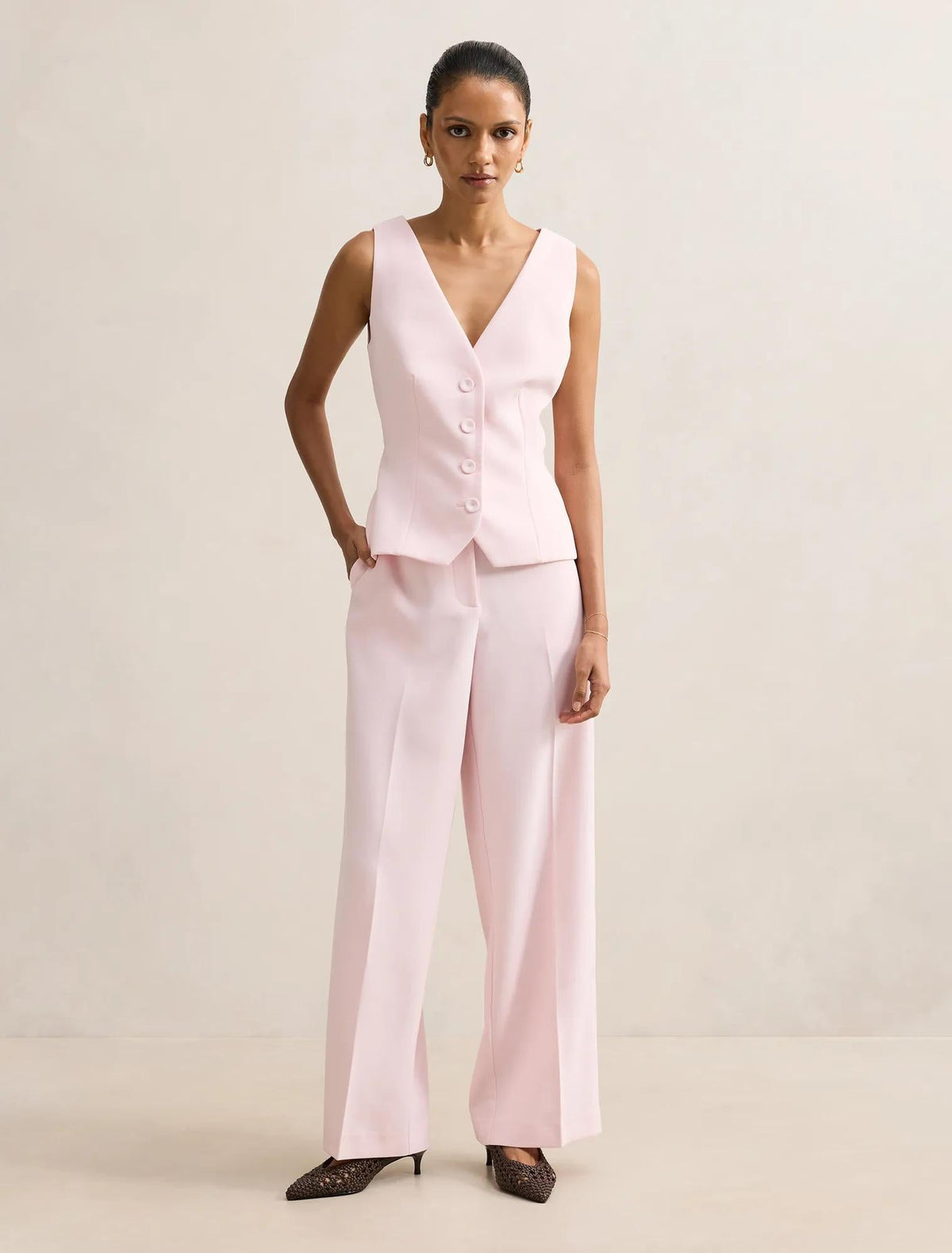 Veda Petite Wide Leg Pant Cherry Blossom Suit