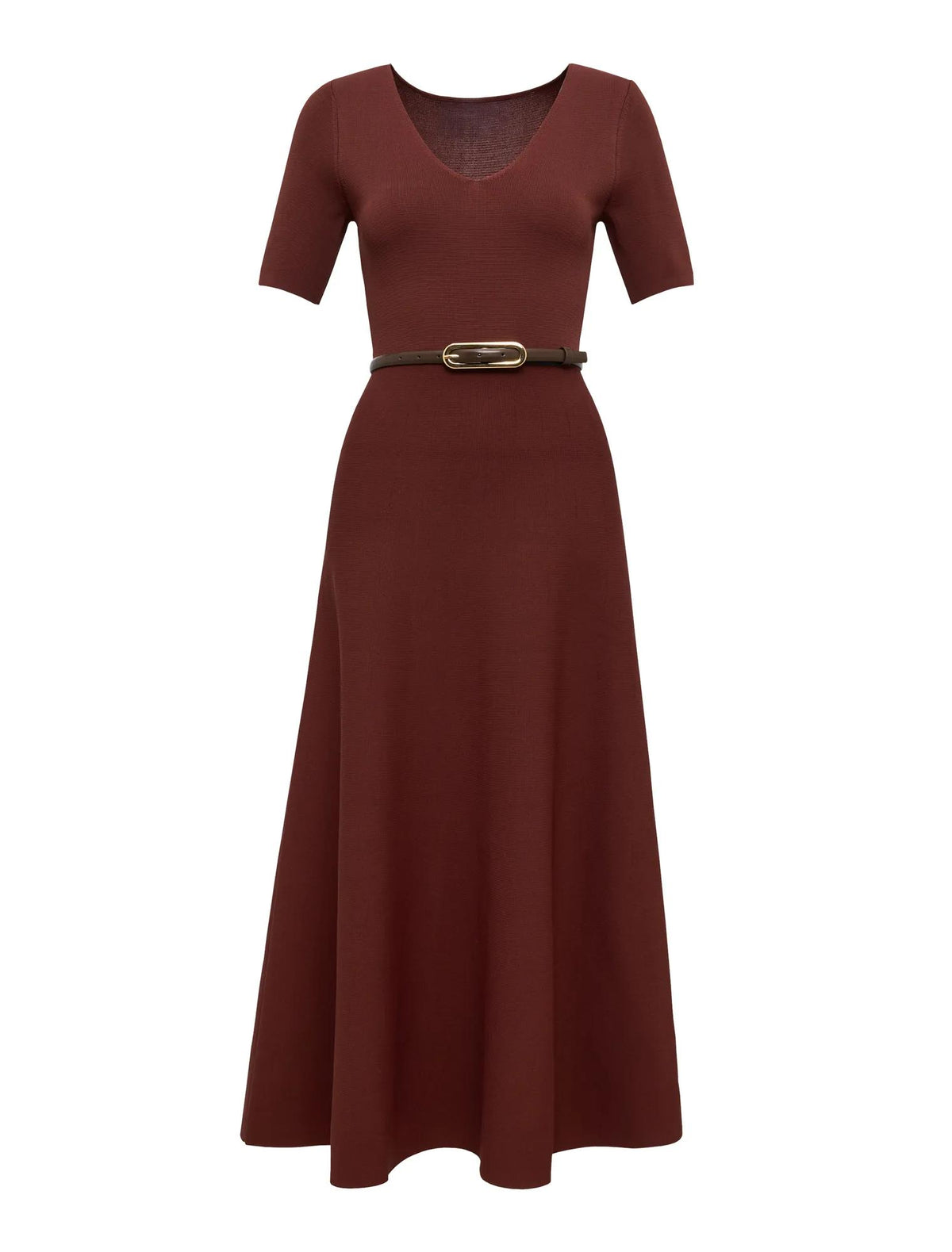Celia Short Sleeve Midi Dress Chestnut_mannequin