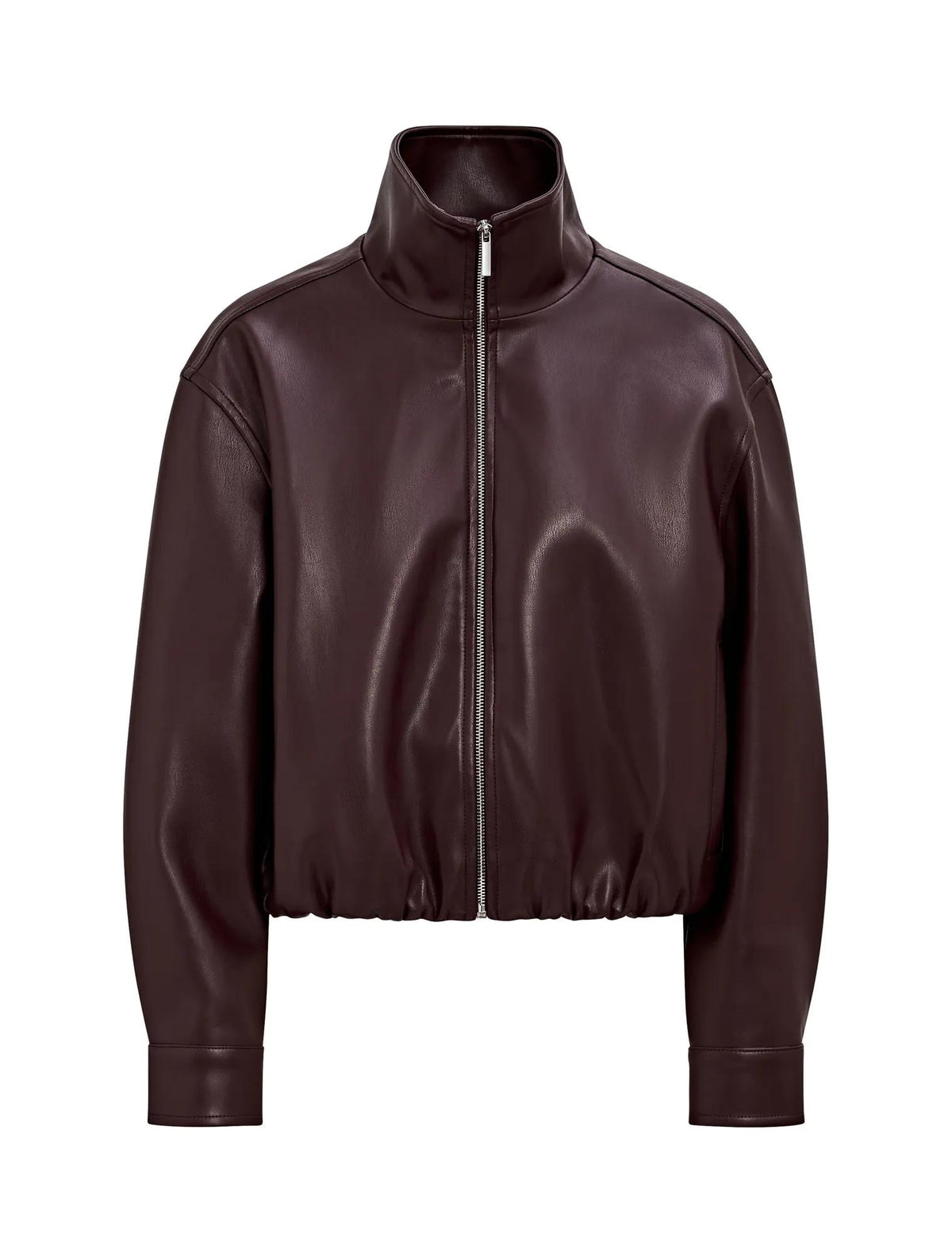 Julia Faux Leather Funnel Neck Jacket Berry_mannequin