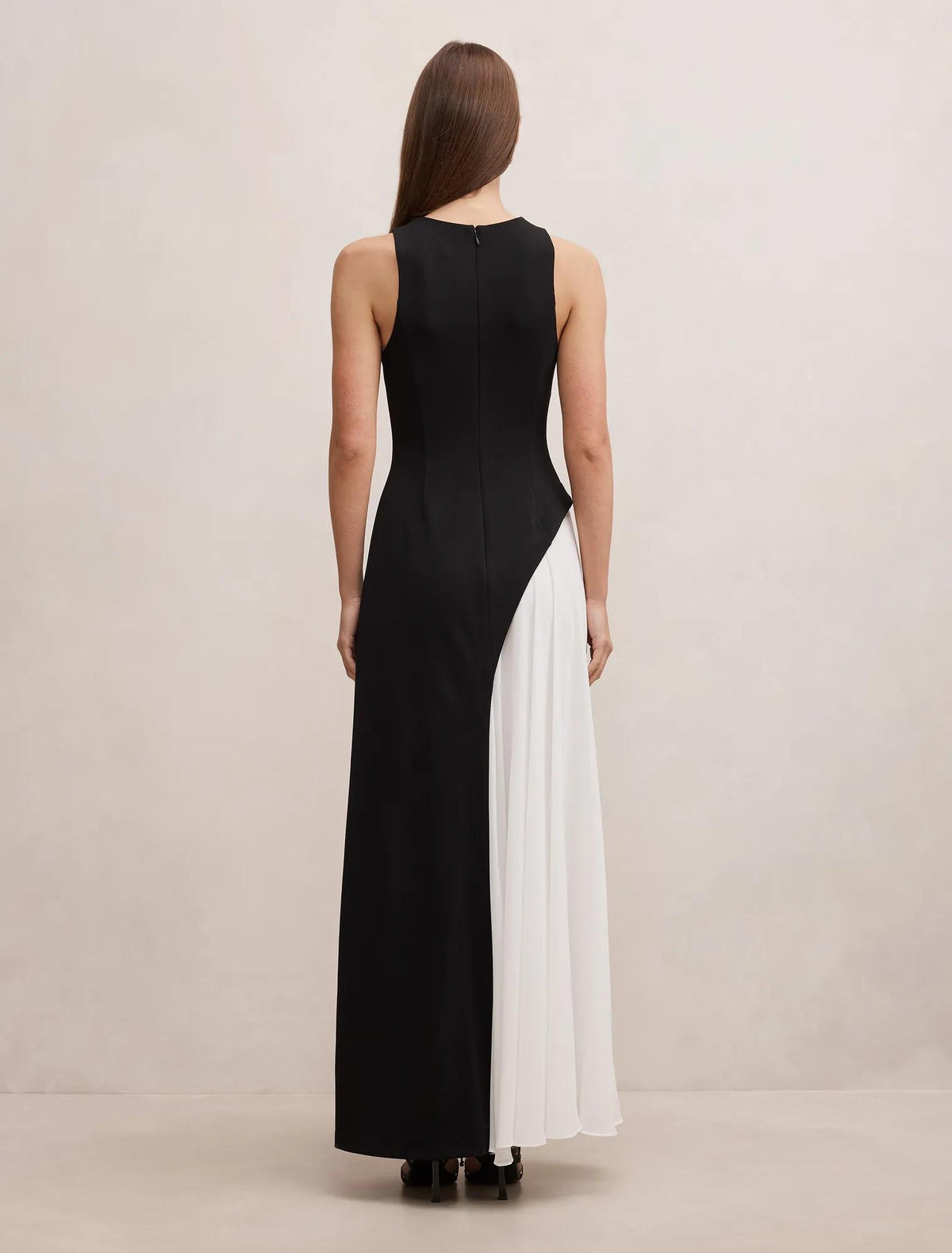 Candace Halter Contrast Maxi Dress Black & White