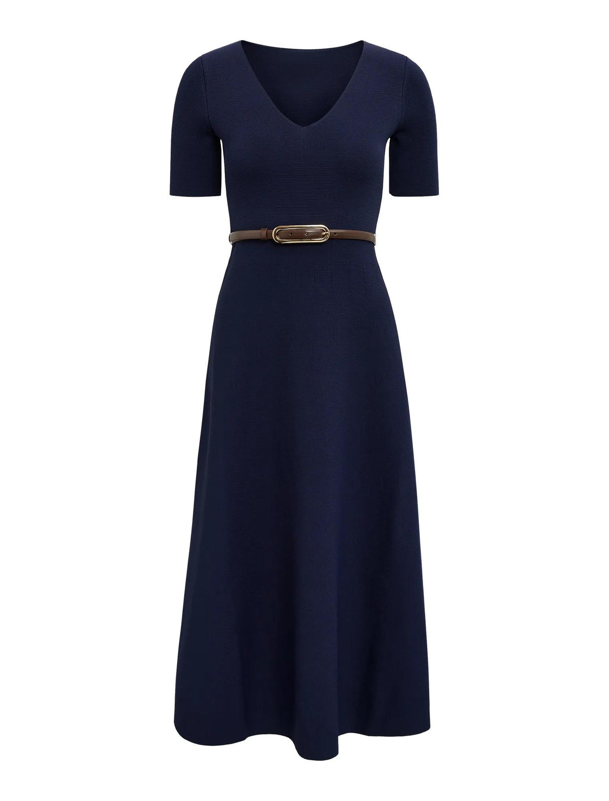 Celia Petite Short Sleeve Midi Dress Navy_mannequin