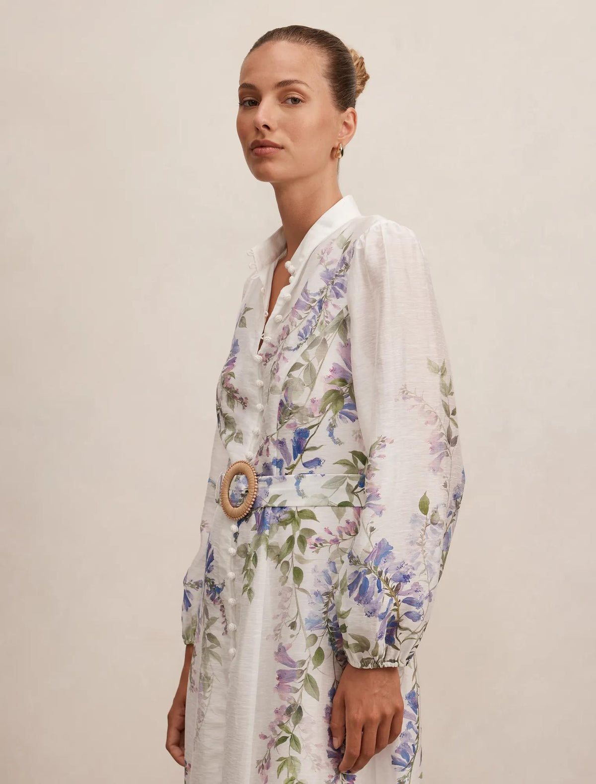 Sheridan Placement Print Midi Dress Wisteria Floral