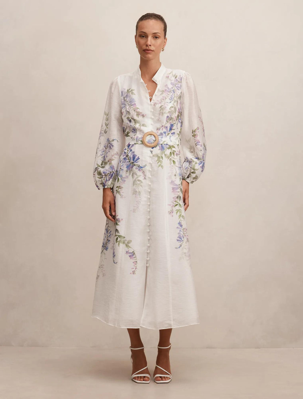 Sheridan Placement Print Midi Dress Wisteria Floral