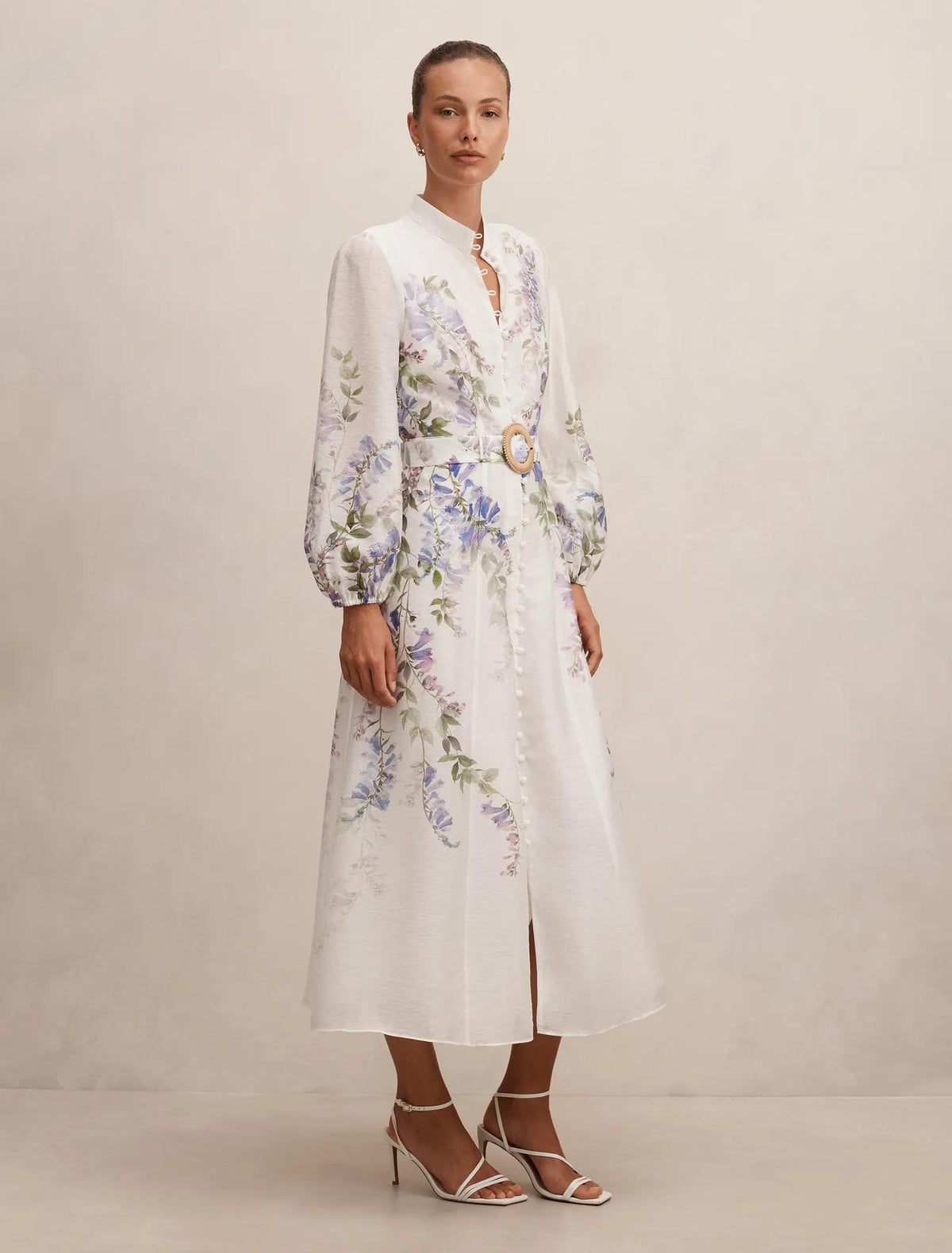 Sheridan Placement Print Midi Dress Wisteria Floral