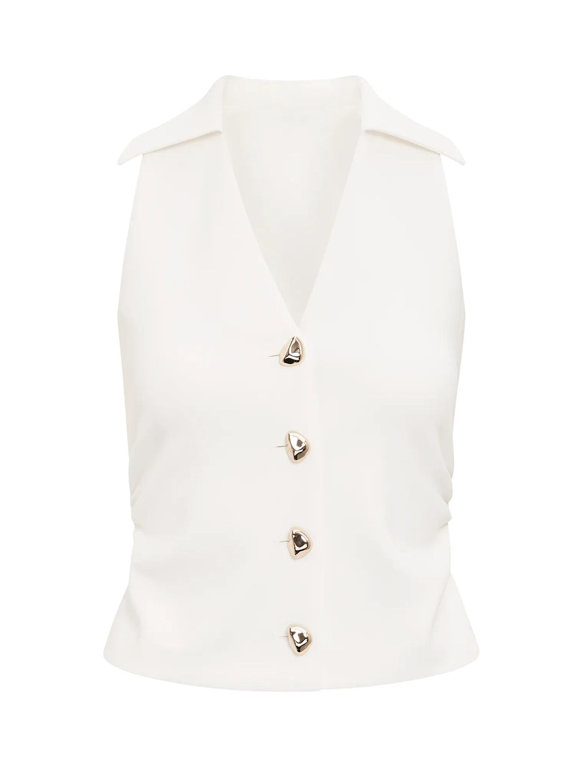 Tully Collared V-Neck Top Porcelain_mannequin