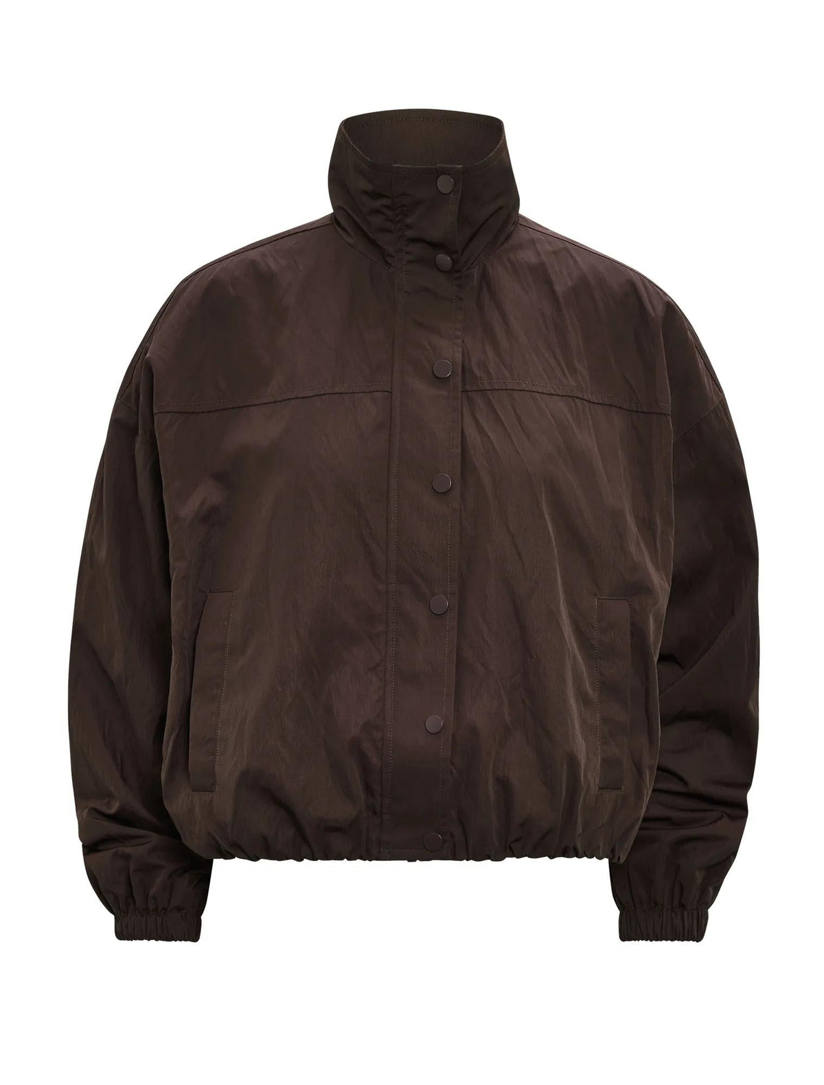 Eliza Funnel Neck Windbreaker Jacket Chocolate