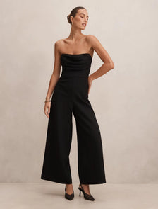 Shelly Strapless Corset Jumpsuit Black