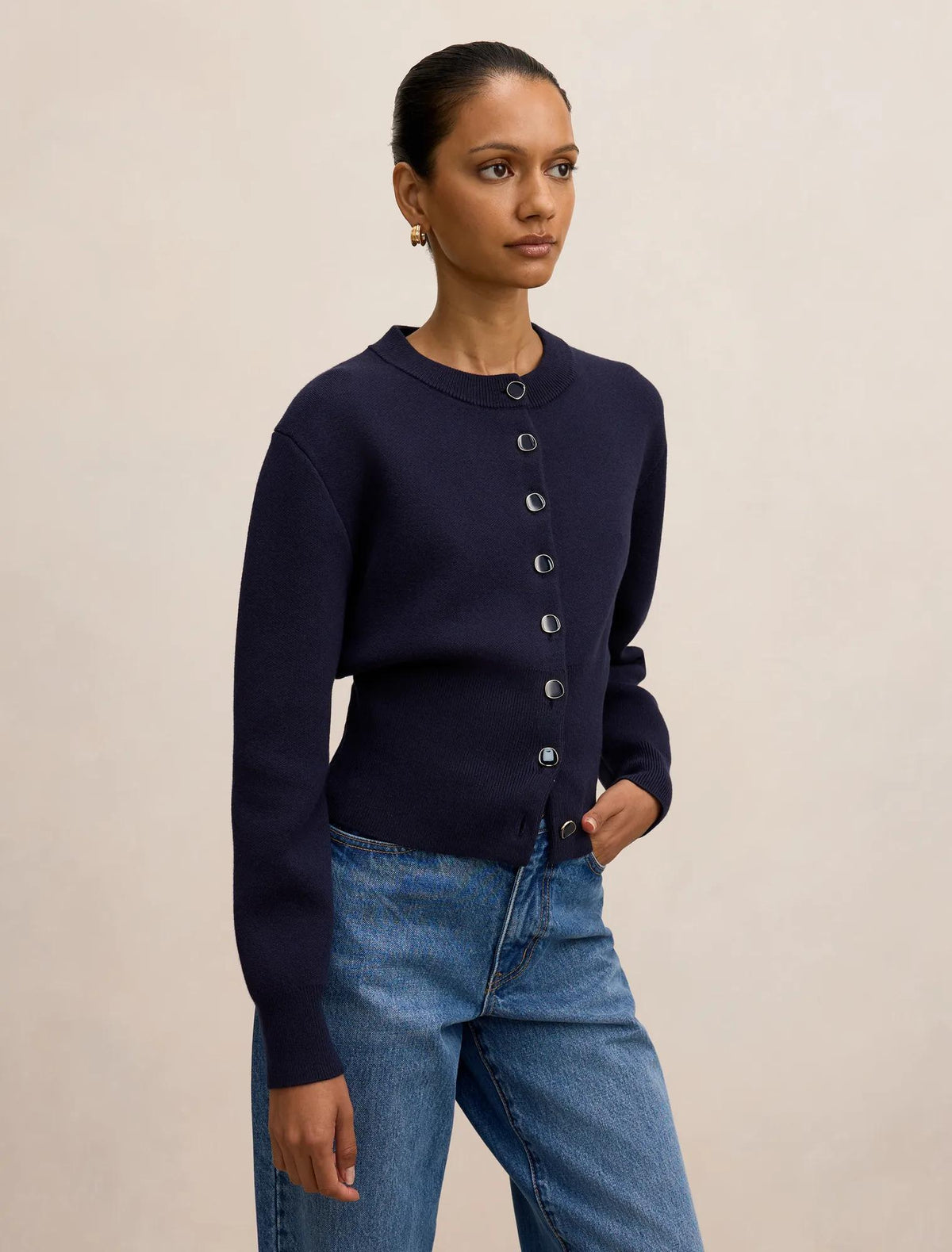 Ally Petite Knit Cardigan Navy