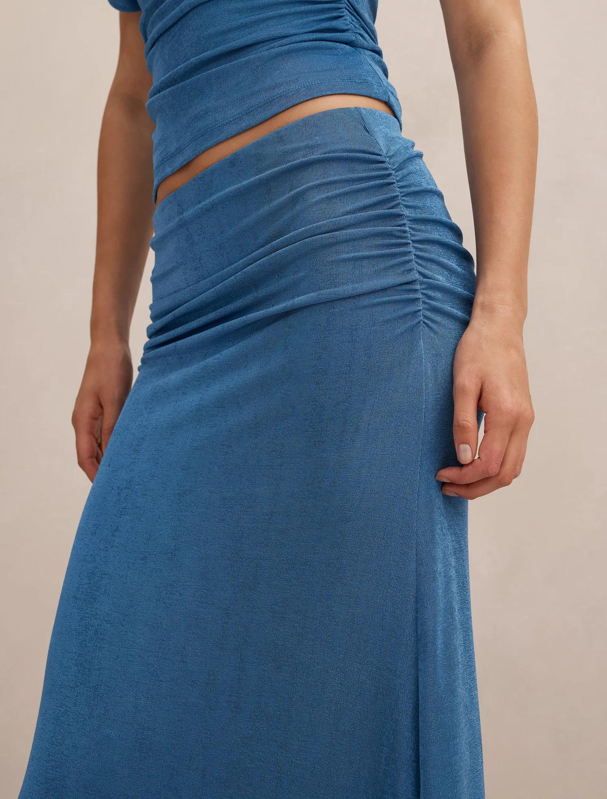 Arabella Flute Maxi Skirt Palace Blue co-ord