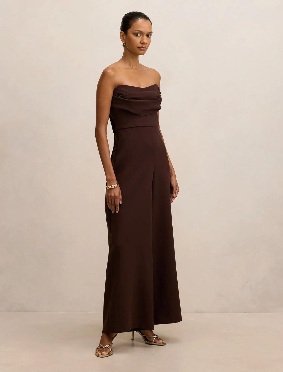 Shelly Petite Corset Jumpsuit Dark Chocolate