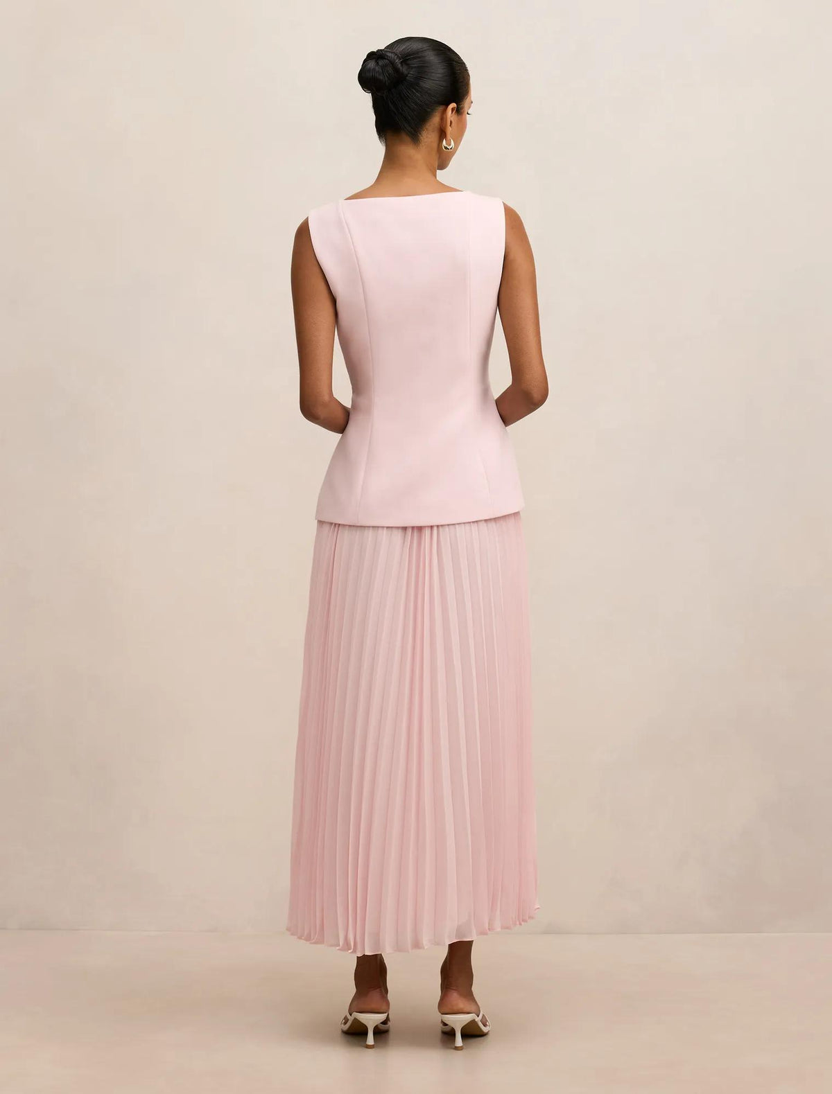 Halsey Petite Pleated Waistcoat Maxi Cherry Blossom