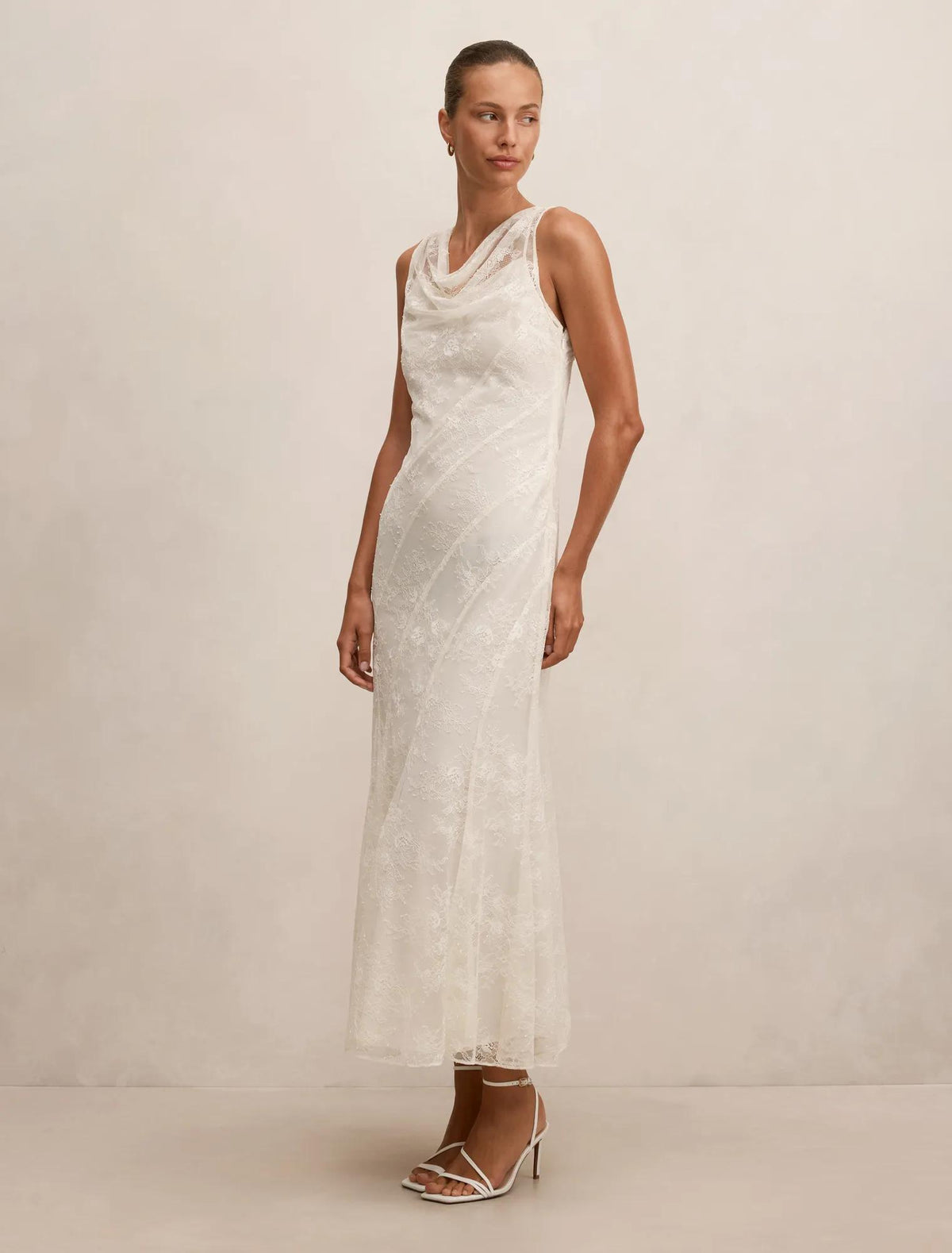 Jenna Panelled Lace Dress Ecru