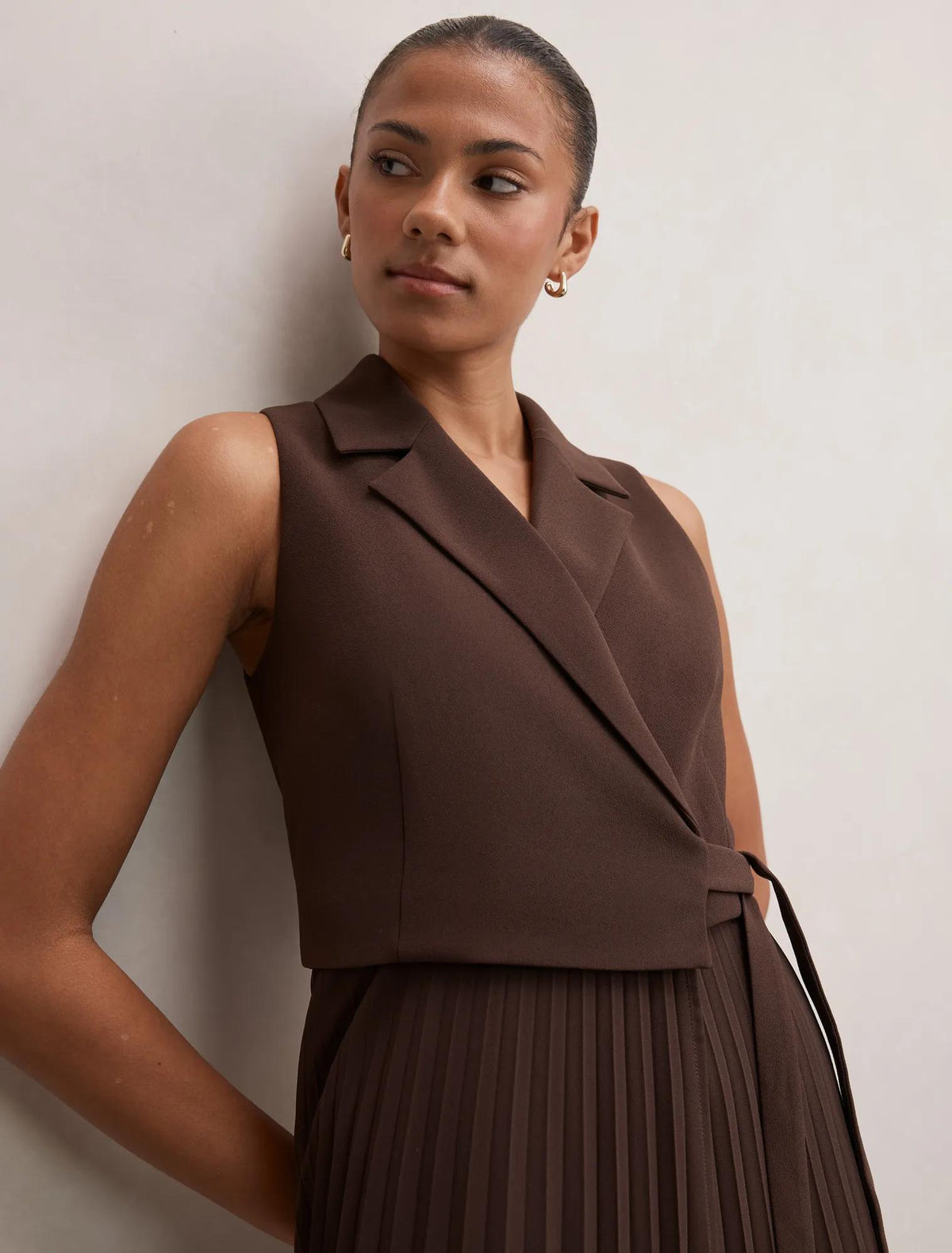 Chelsea 2-in-1 Wrap Midi Dress Chocolate Freckle